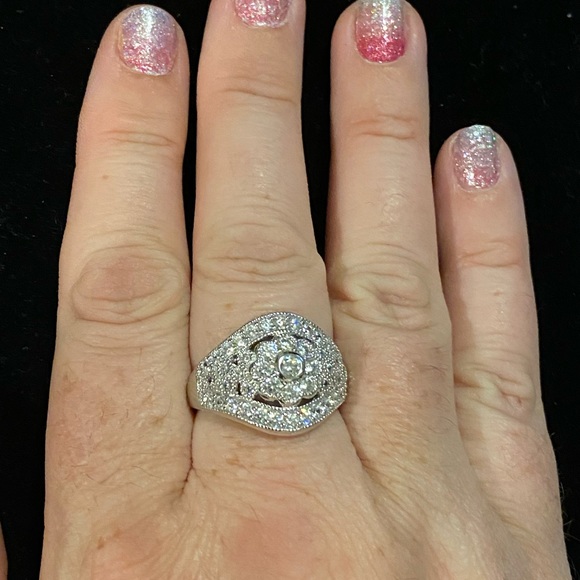 Diamonique Jewelry - Diamonique flower ring, size 9